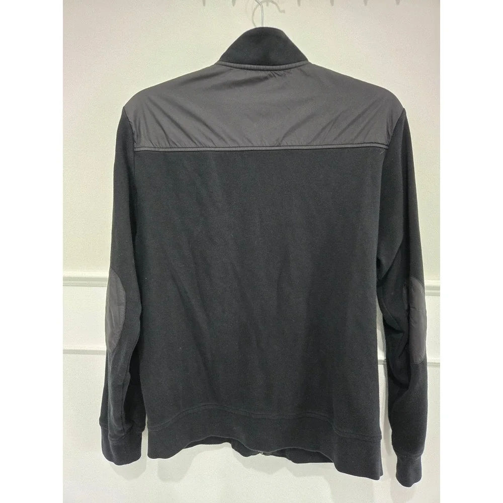 Banana Republic Mens Small Black Mixed Media Full Zip Jacket Cotton‎